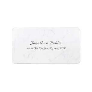 Creative Minimalistic Modern White Marble Plain Label