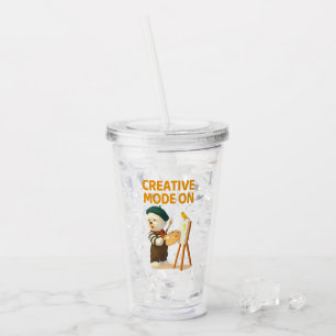 Creative Mode On: Painter Bichon Dog Artist Art Acrylic Tumbler