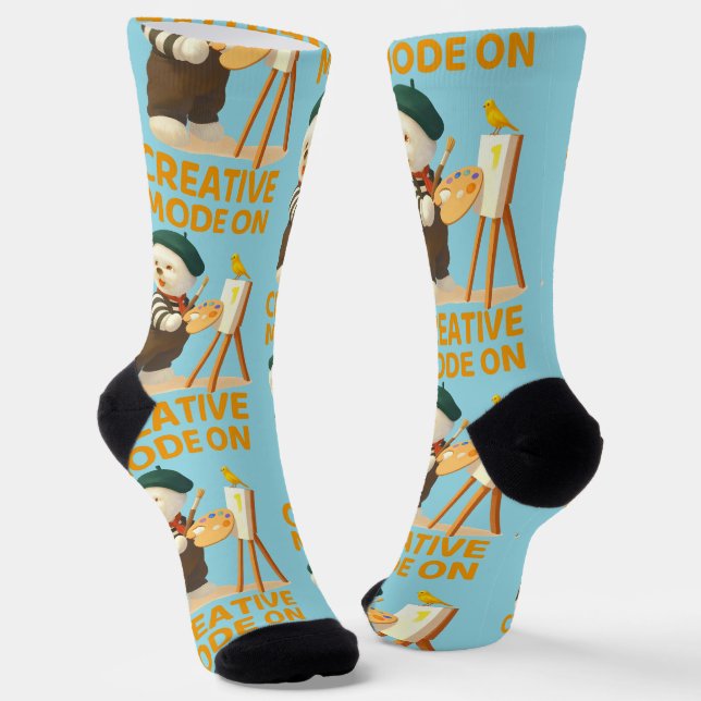 Creative Mode On: Painter Bichon Dog Artist Art Socks (Angled)