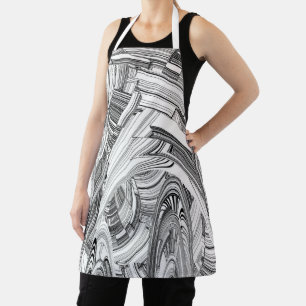 Creative Modern Art Black and White Apron