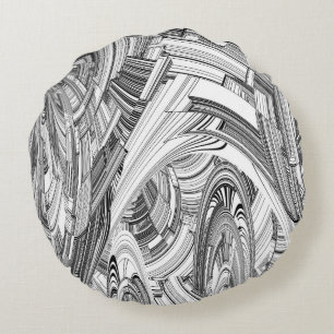 Creative Modern Art Black and White Round Pillow