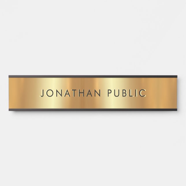 Creative Modern Black And Gold Simple Template Door Sign (Front)
