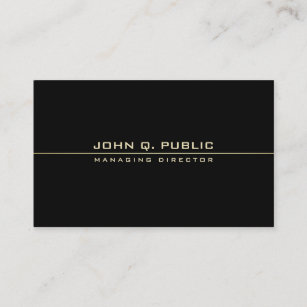 Creative Modern Black Gold Minimalist Cool Plain Business Card