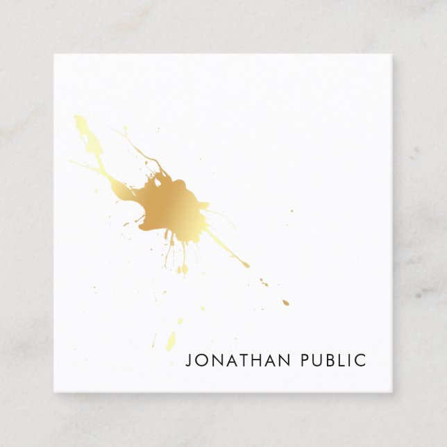 Creative Modern Gold Splash Elegant Template Square Business Card (Front)