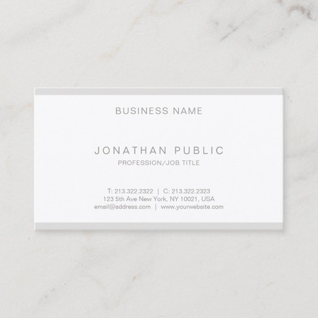 Creative Modern Minimal Plain Sleek Elegant Luxe Business Card (Front)