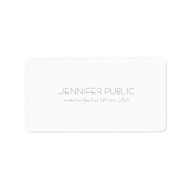 Creative Modern Minimalist White Professional Chic Label (Front)