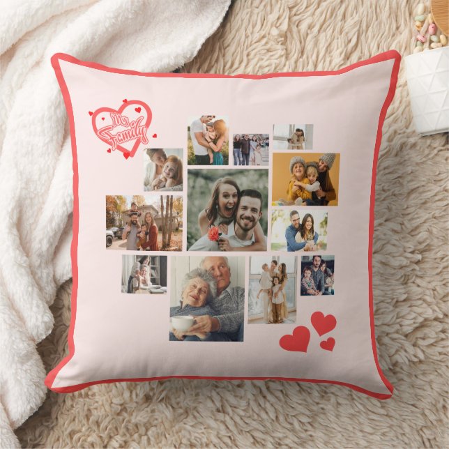Creative | Modern My Family  Multi Photo  Throw Pillow (Blanket)