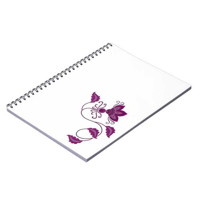 CREATIVE MODERN PURPLE FLOWER ART GIFT NOTEBOOK (Left Side)