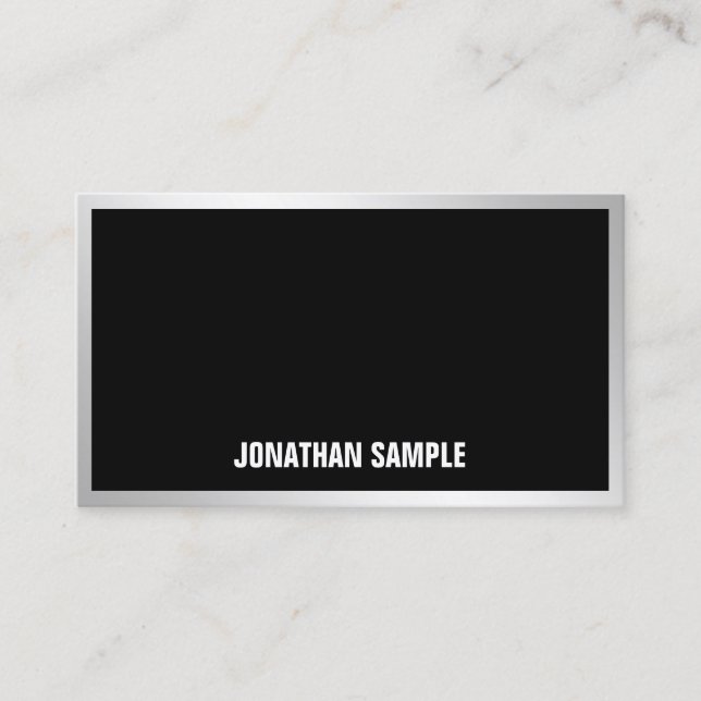 Creative Modern Silver Elegant Simple Plain Trendy Business Card (Front)