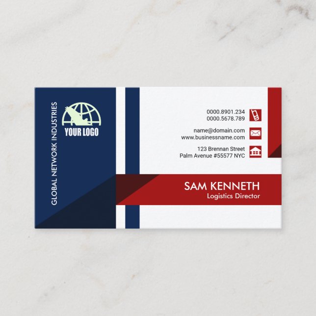 Creative Modern Simple Abstract Arrows Logistics Business Card (Front)