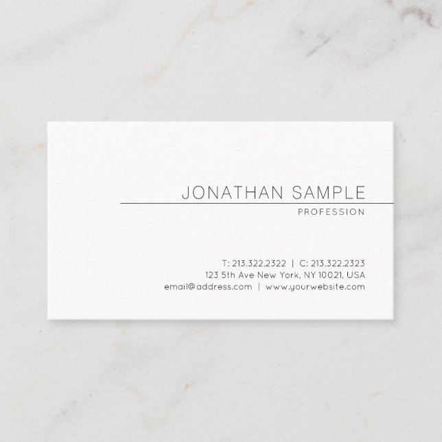 Creative Modern Simple Design Trendy Plain Business Card (Front)