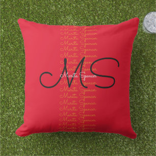 Creative Monogram (name&initials) Typography red Throw Pillow