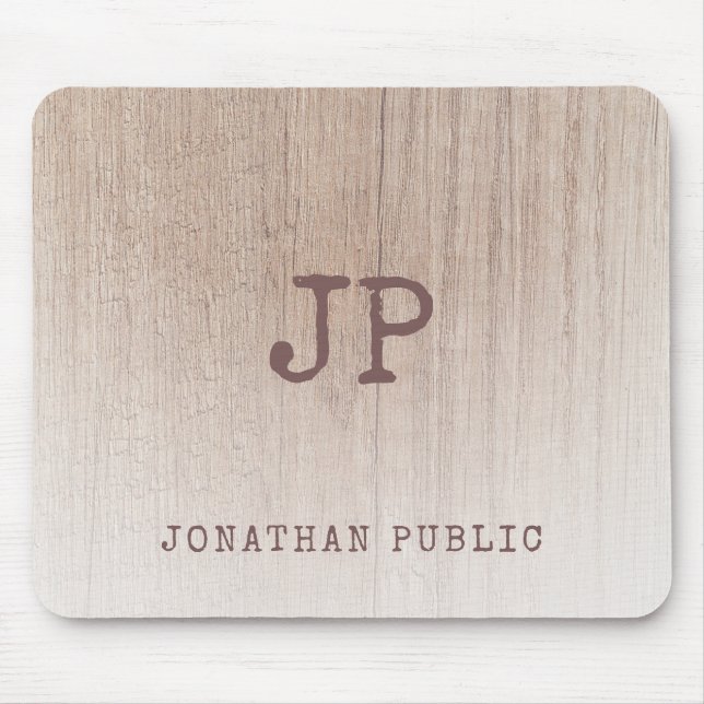 Creative Monogram Wood Look Template Distressed Mouse Pad (Front)