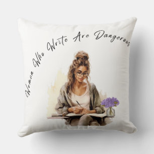 Creative Muse: Woman Writing 20x20 Throw Pillow