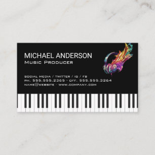 Creative Music Headphones   Keyboard Business Card