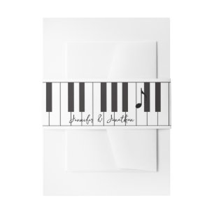 Creative Musicians Piano Keys Wedding Invitation Belly Band