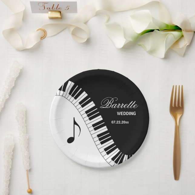 Creative Musicians Piano Keys Wedding Paper Plate (Wedding)