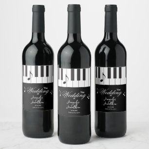 Creative Musicians Piano Keys Wedding Wine Label