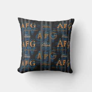 creative name and initials pattern outdoor pillow