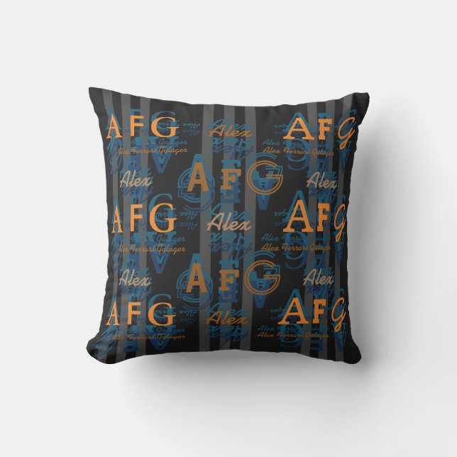 creative name and initials pattern outdoor pillow (Front)