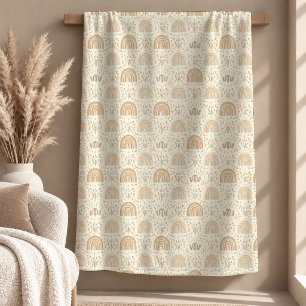 Creative Neutral Rainbow Leaves Fleece Blanket Art
