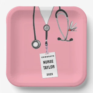 Creative Nurse Graduation Party Pink Paper Plates