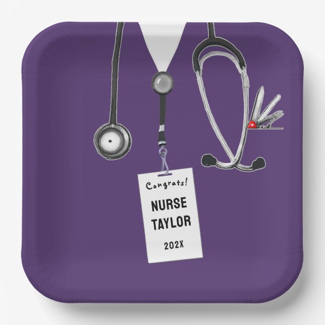 Creative Nursing School Graduation Party Paper Plate (Front)
