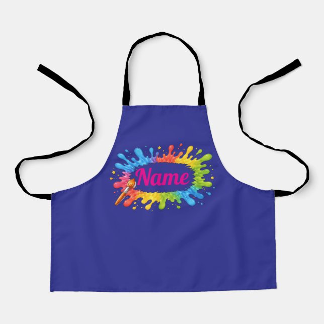  Creative Paint Splash for Boys,Girls Custom Name Apron (Front)