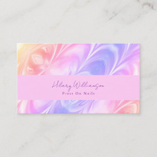 Creative Pastel Pink Lilac Purple Press On Nails Business Card