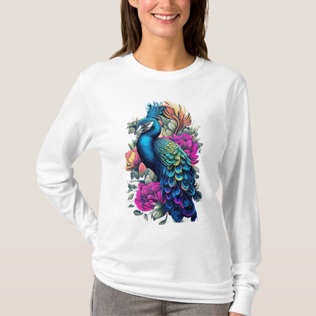 creative peacock design for women T-Shirt (Front)