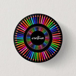 CREATIVE PENCIL CRAYONS COLORED PENCILS 1 INCH ROUND BUTTON