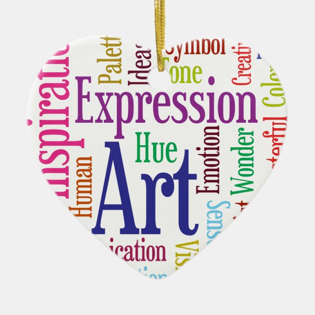 Creative Person's Art and Inspiration Word Cloud Ceramic Ornament (Front)