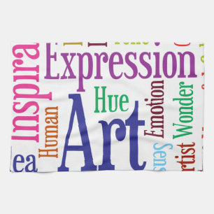 Creative Person's Art and Inspiration Word Cloud Kitchen Towel