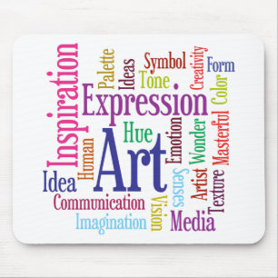 Creative Person's Art and Inspiration Word Cloud Mouse Pad