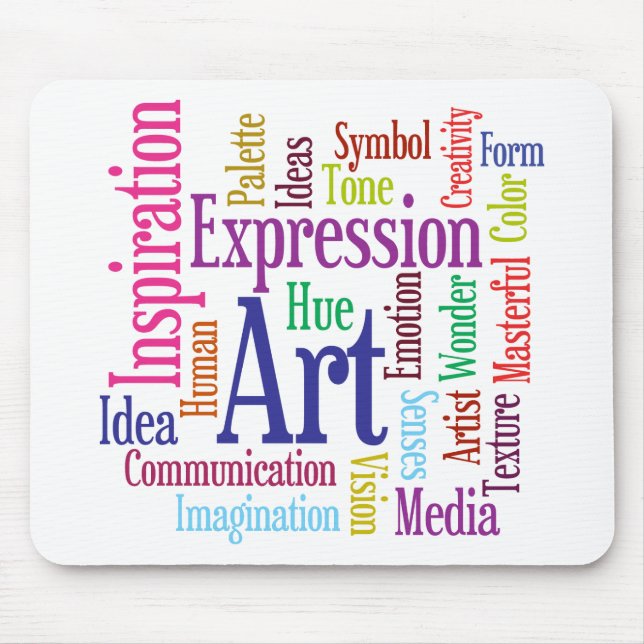 Creative Person's Art and Inspiration Word Cloud Mouse Pad (Front)