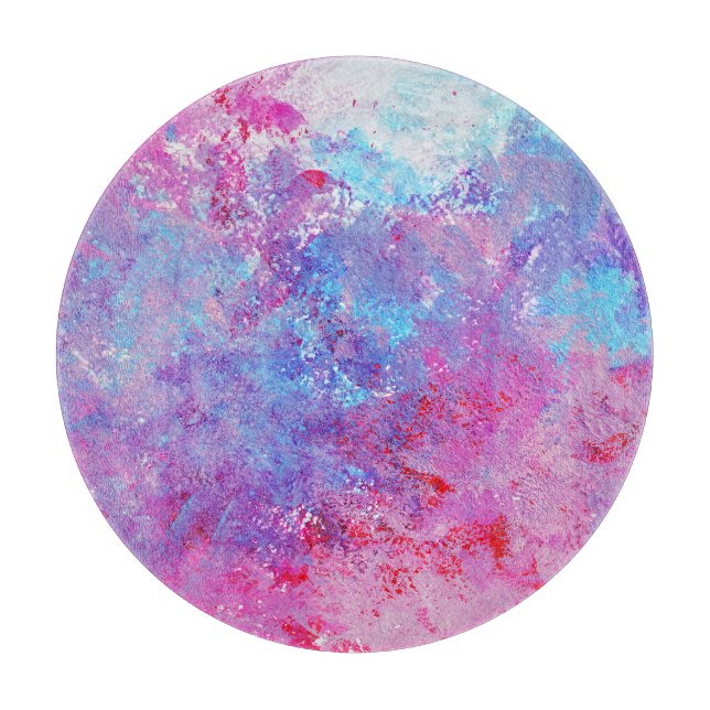 Creative pink-blue texture, paint blots. cutting board (Front)