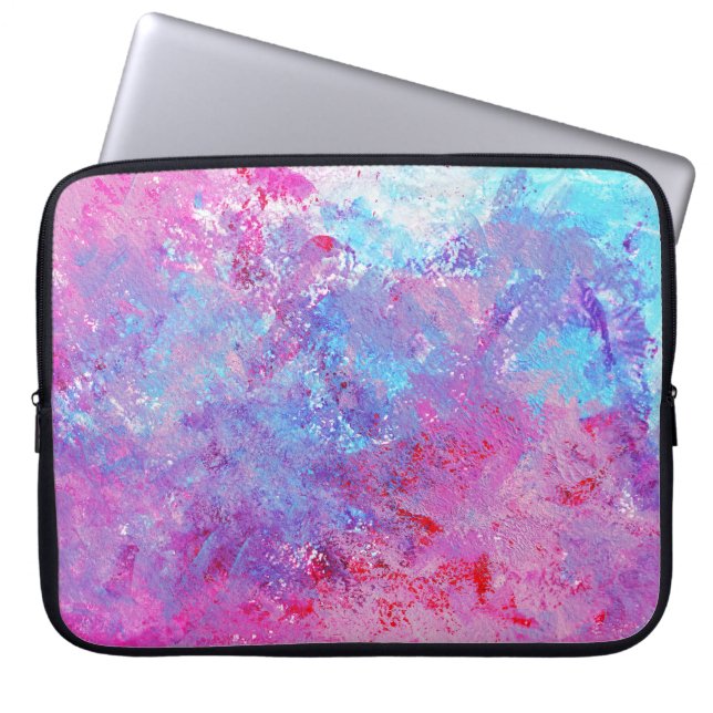 Creative pink-blue texture, paint blots. laptop sleeve (Front)