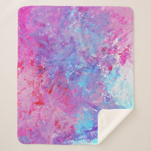 Creative pink-blue texture, paint blots. sherpa blanket