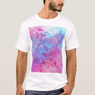 Creative pink-blue texture, paint blots. T-Shirt