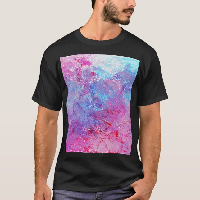 Creative pink-blue texture, paint blots. T-Shirt (Front)