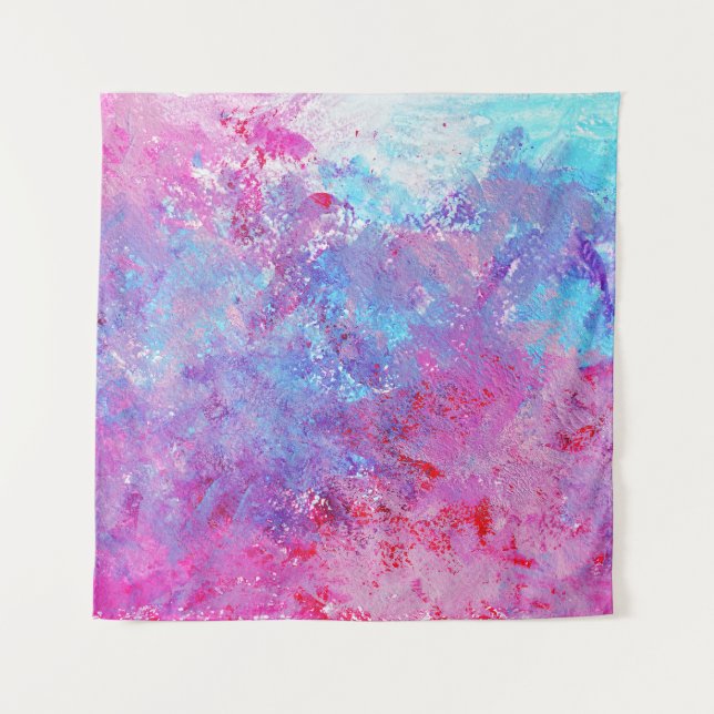 Creative pink-blue texture, paint blots. tapestry (Front)