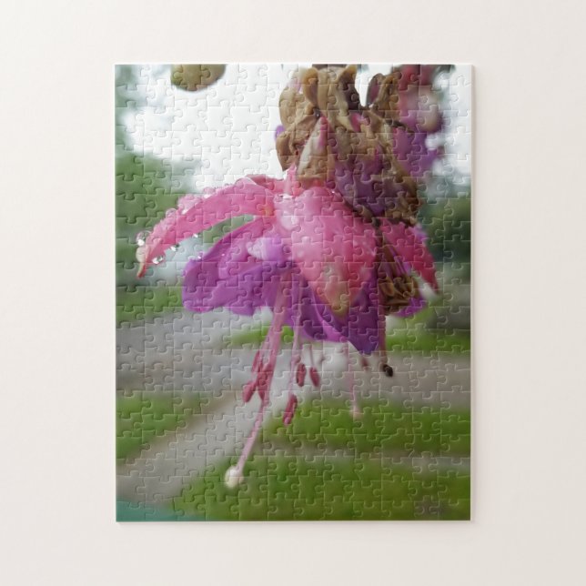 Creative pink fuchsia flower photo jigsaw puzzle (Vertical)