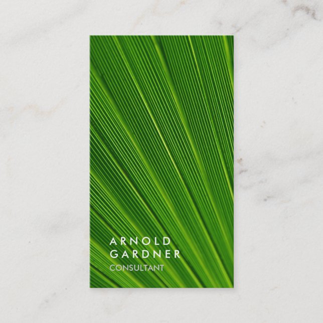 Creative Plain Green Botanic Trendy Consultant Business Card (Front)