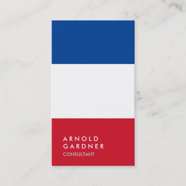 Creative Plain Red Blue White Trendy Consultant Business Card (Front)
