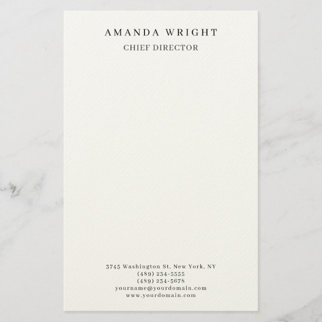 Creative Plain Simple White Attractive Stylish Stationery (Front)