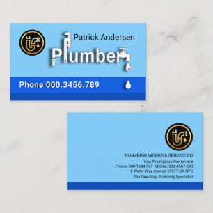 Creative Plumber Signage Blue Water Business Card