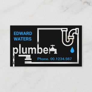 Creative Plumbing Pipes Silver Plumber Signage Business Card