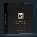 Creative Portfolio with Custom Initial and Name Binder<br><div class="desc">Keep your creative work organized and easily accessible with this personalized portfolio binder. Featuring a sleek black leather print cover with a brushed gold initial and your custom name, this binder is perfect for artists, designers, writers, and anyone who wants to showcase their creativity in style. The 3-ring binder system...</div>