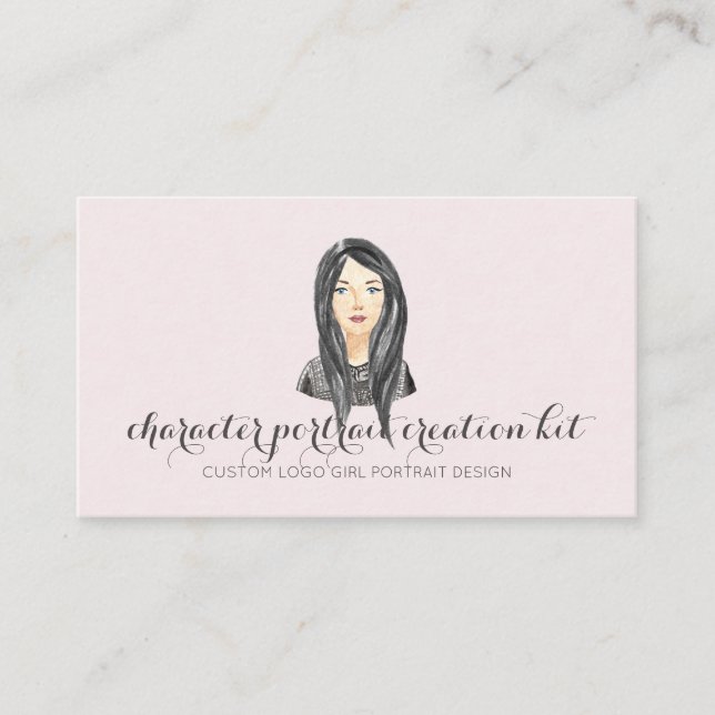 Creative Portrait Character Design Graphic Artist Business Card (Front)
