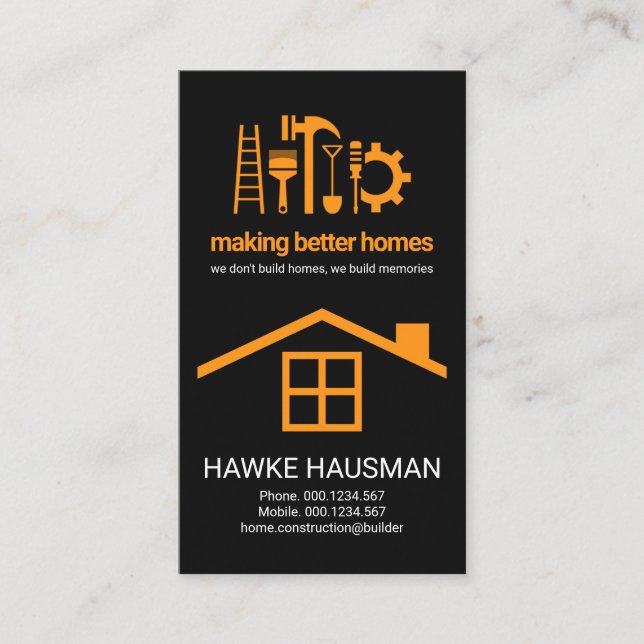 Creative Professional Handyman Tools Roof Business Card (Front)